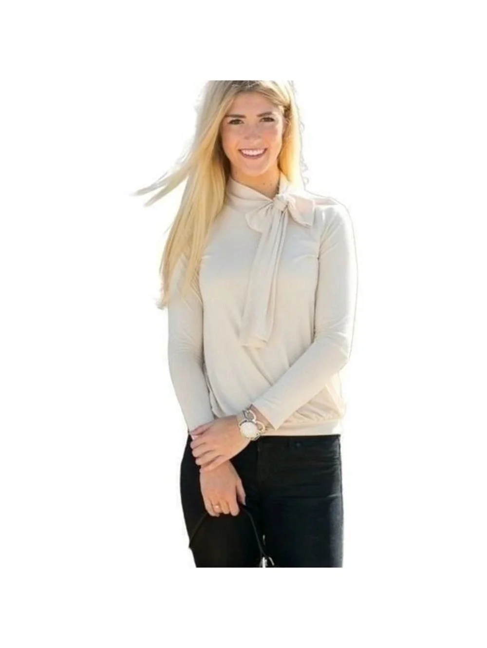 New! Red Lolly Cream Neck Tie Top Sz L